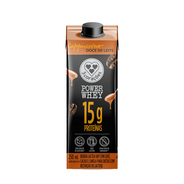 Cappuccino Power Whey Sabor Doce de Leite 3 Corações 250ml