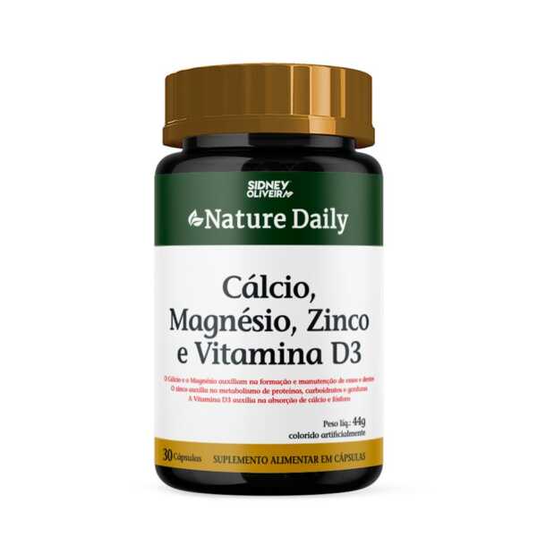 Cálcio + Magnésio + Zinco + Vitamina D3 Nature Daily 30 Cápsulas Sidney Oliveira